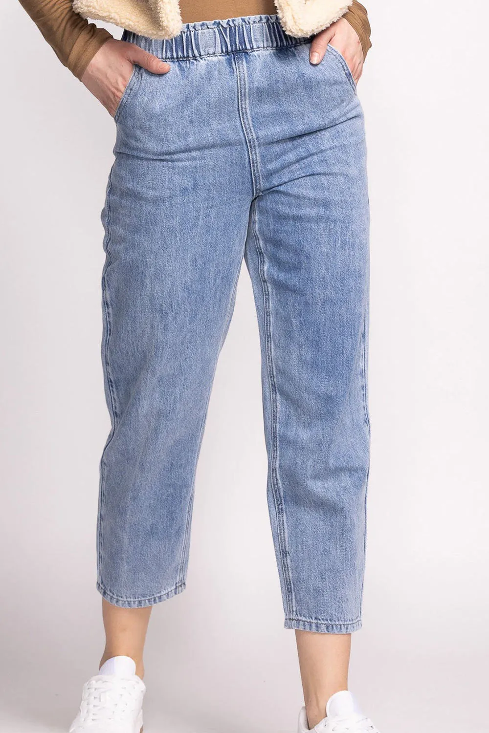 Gutierrez | Cropped Denim Pants w/ Elastic Waist