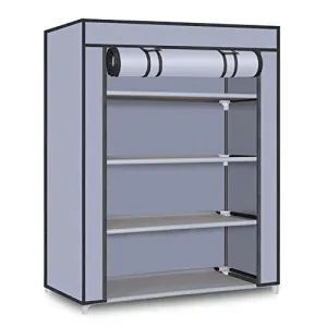 HELLO DADDY - Home Utility Portable Space Saving 4-Layer Metal Shoe Rack Organizer Stand-{Grey}