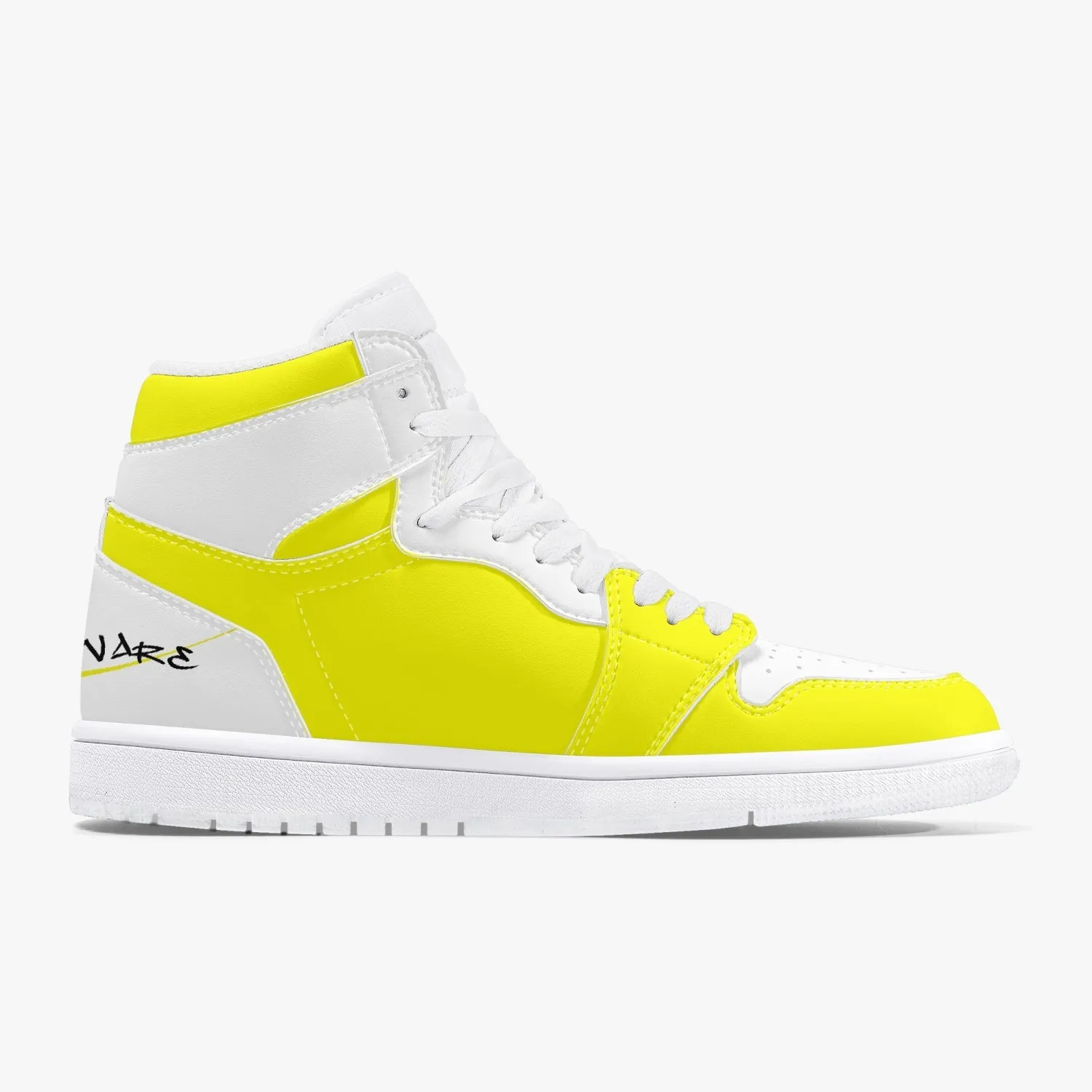 High-Top Leather Sneakers - White and Yellow