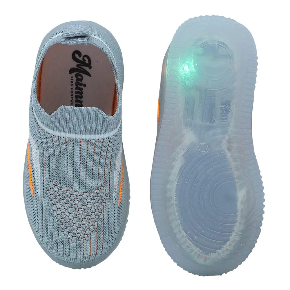 Hopscotch Boys and Girls  Synthetic/PU Graphic Print LED Slip Ons in Gray Color,UK:8.5 (NEZ-4346837)