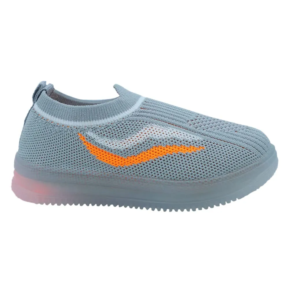 Hopscotch Boys and Girls  Synthetic/PU Graphic Print LED Slip Ons in Gray Color,UK:8.5 (NEZ-4346837)