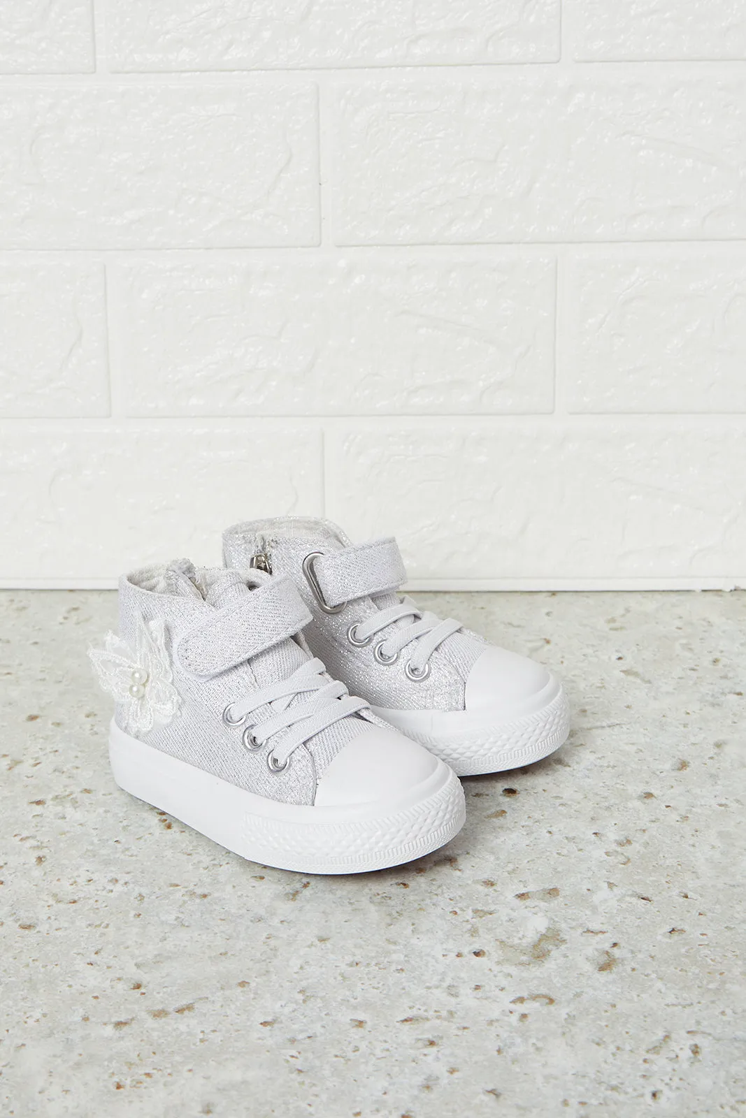 Infant Girls White Butterfly High Top Sneakers