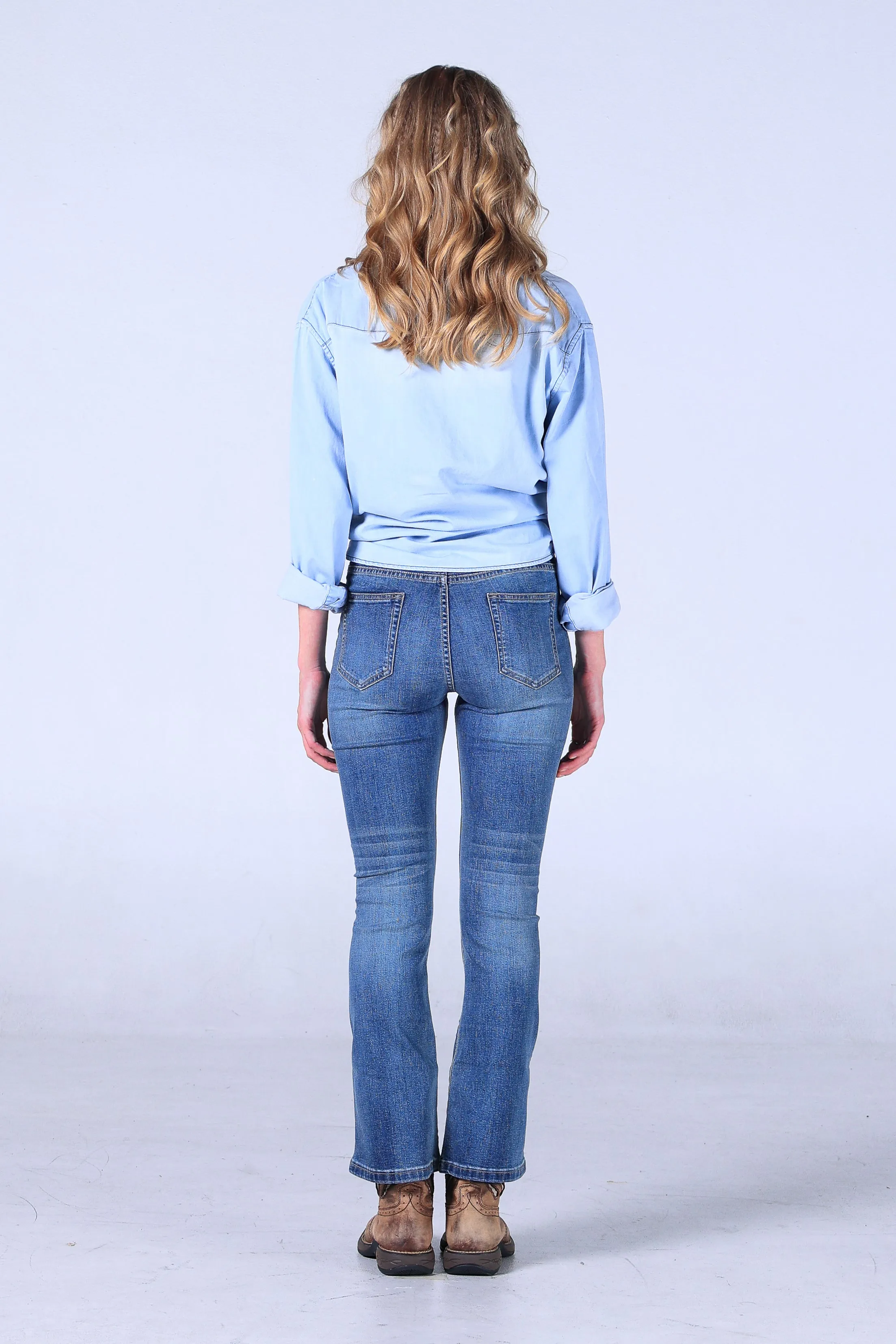 Jack Russel - Women Jeans - Handwerk JF-BT3/LB Boot Cut Light Blue High Waisted