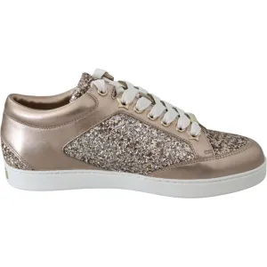 Jimmy Choo Ballet Pink Glitter Leather Sneakers