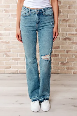 Judy Blue Mid Rise Release Hem Distressed Vintage Bootcut Jeans