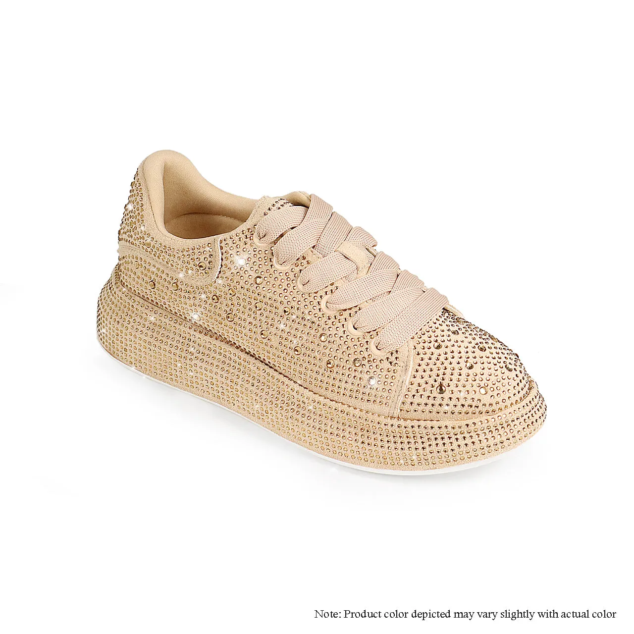 KINGDOM-2  SNEAKER W/ ALL COVERED STONES - GOLD