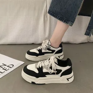 Lace Up Round Toe Platform Sneakers