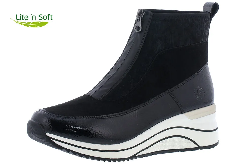 Ladies Remonte Zip Trainer Boots Sneaker Wedge Black D0T71-01 sale