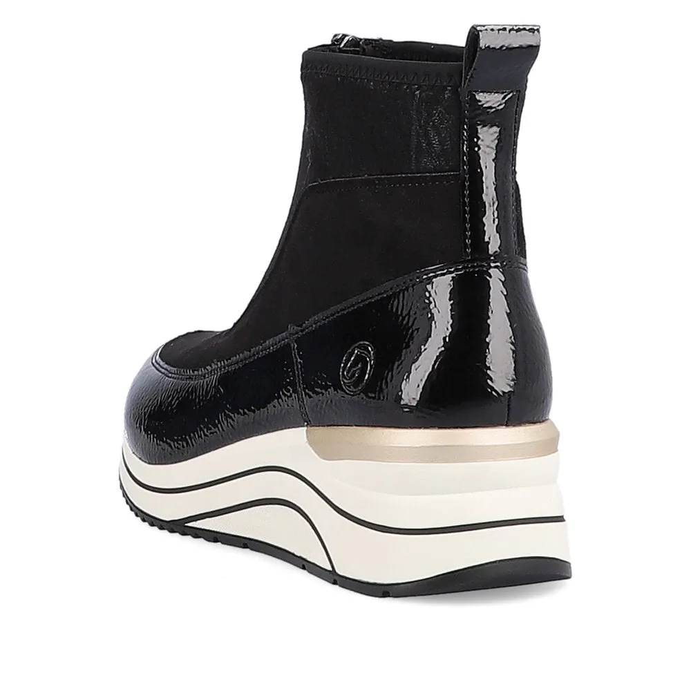 Ladies Remonte Zip Trainer Boots Sneaker Wedge Black D0T71-01 sale