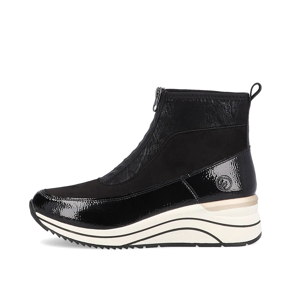 Ladies Remonte Zip Trainer Boots Sneaker Wedge Black D0T71-01 sale