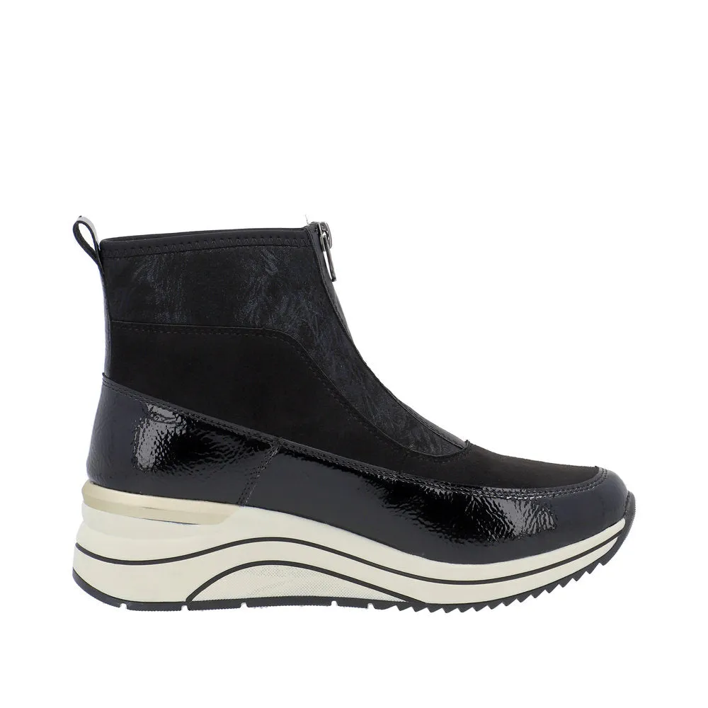 Ladies Remonte Zip Trainer Boots Sneaker Wedge Black D0T71-01 sale