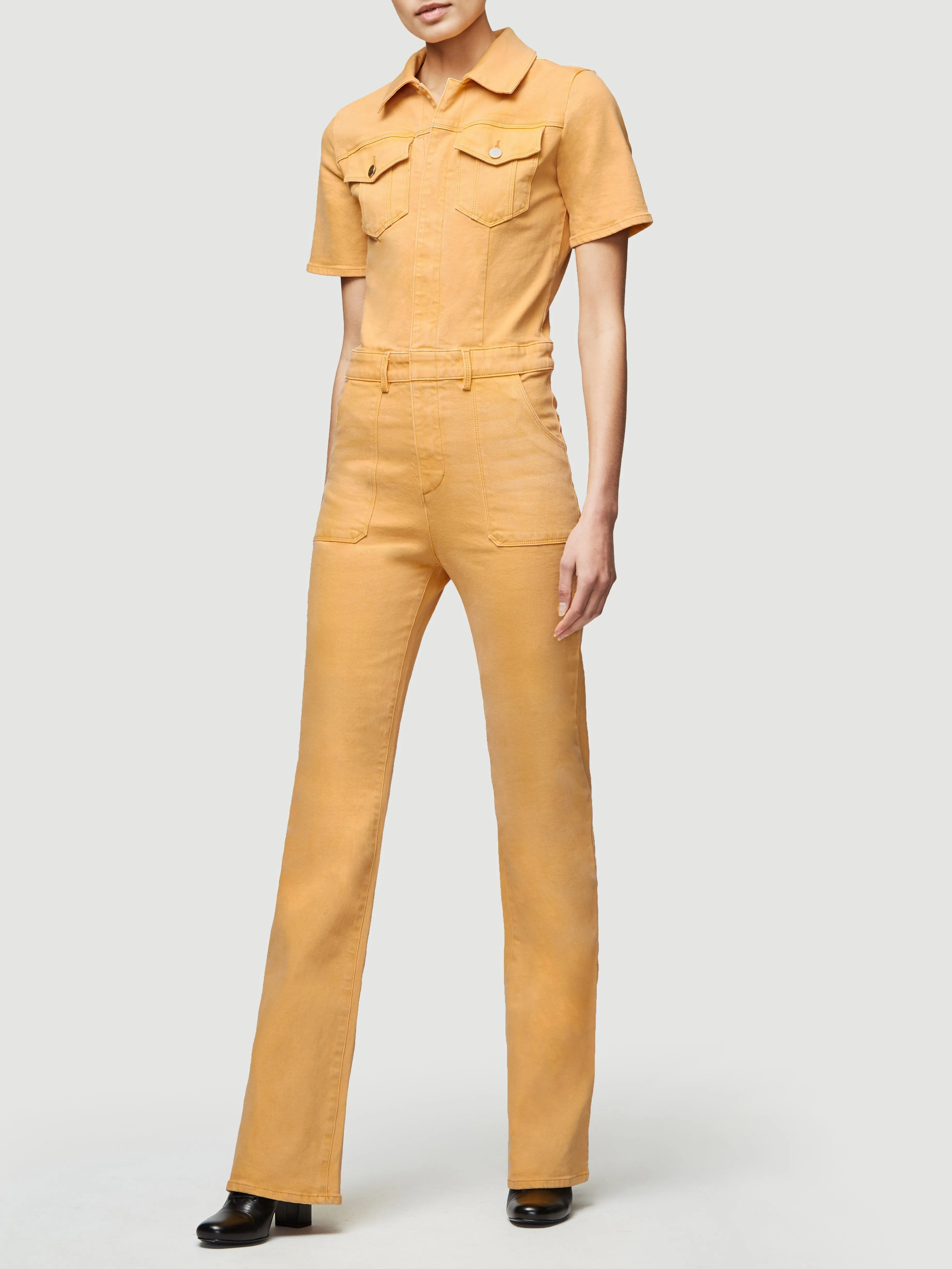 Le Flare De Francoise Belted Jumpsuit -- Marigold