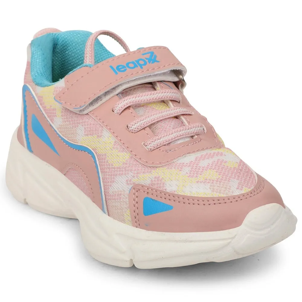 Leap7x Peach Non Lacing Sports Walking Shoes For Kids CLOUDY-1V By Liberty