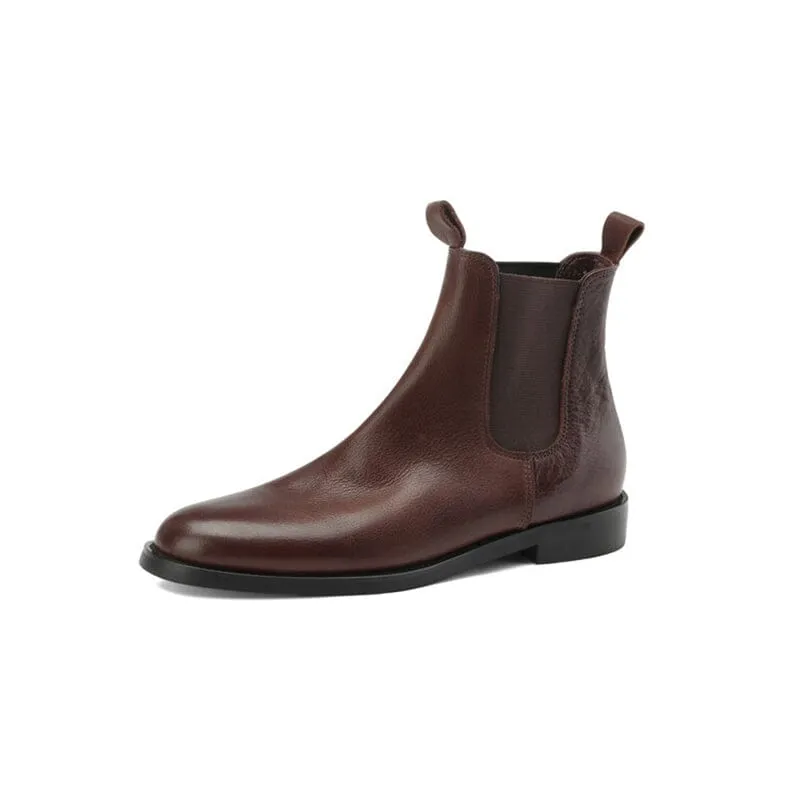 Leather Chelsea Boots For Women Ankle Boots Brown/Black