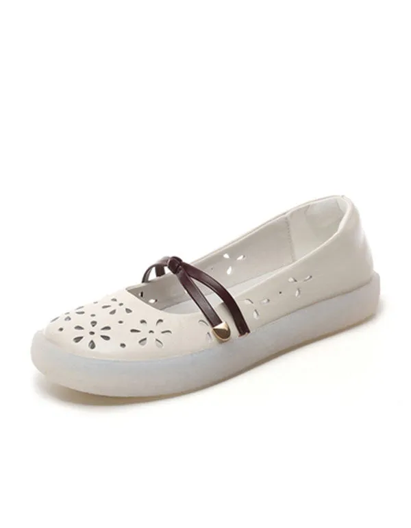 Leather Nurse Shoes Soft Bottom Casual Flats