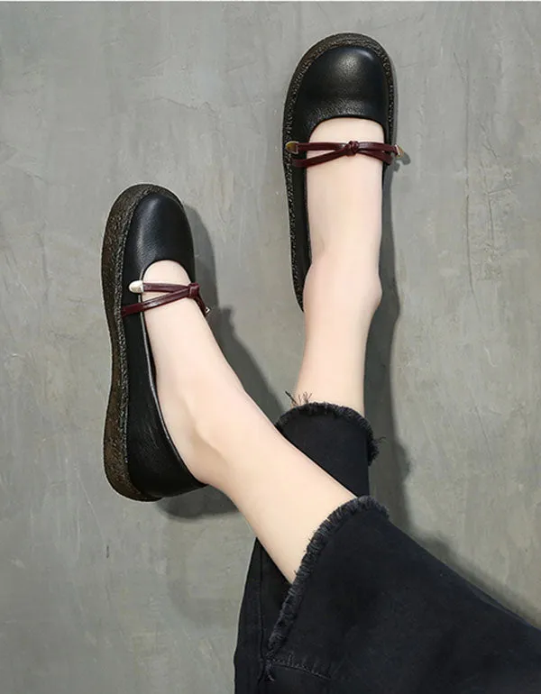 Leather Nurse Shoes Soft Bottom Casual Flats