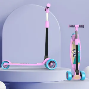 Lifelong Kick Scooter with Adjustable Height | Foldable Scooter | Skate Scooter for Kids with PVC Wheel | Max User Weight - 50 kg, Pink & Blue, 6 Months Manufacturer's Warranty, LLKS03