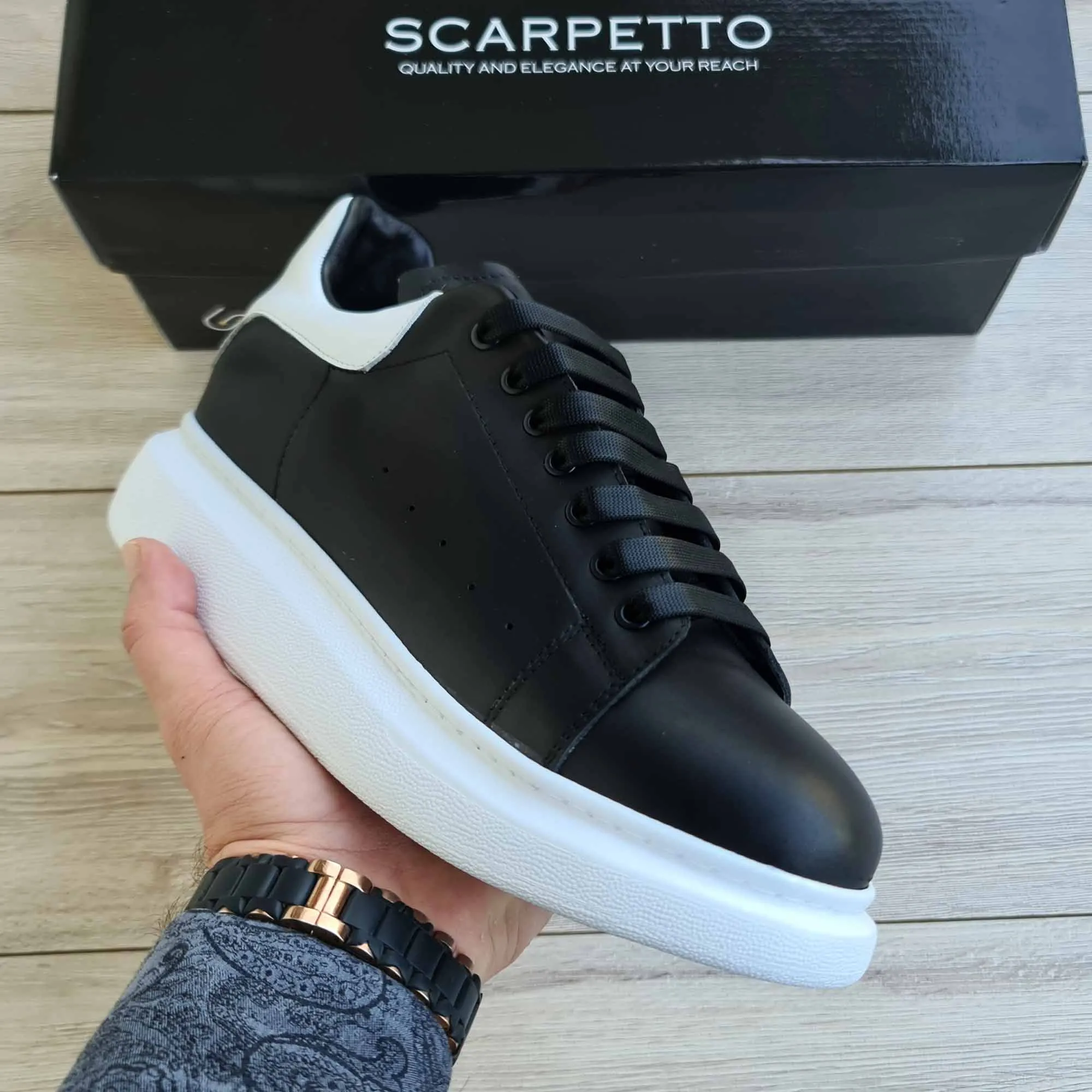 Lift Black/White Soft Genuine Leather Sneakers | Platform High Sole