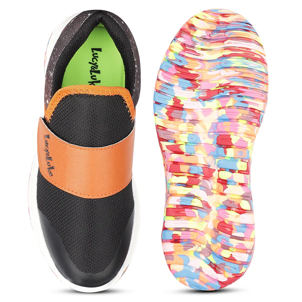 Lucy&Luke Sports Orange Non Lacing Walking Shoes For Kids JAMON-E By Liberty