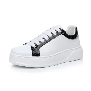 LuxeCroco Platform Lace-up Stitching Exotic Sneakers