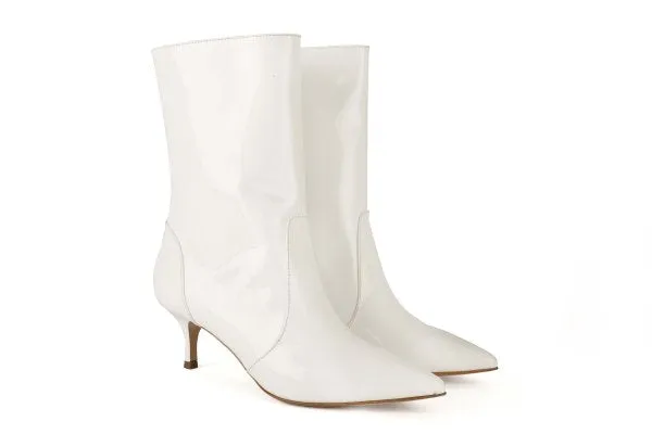 Marla Milk White Patent Leather Pull-on Boots