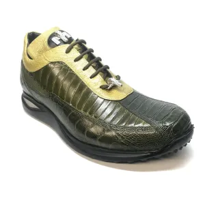 Mauri 8727 Money Green Three tone Ostrich Leg Sneakers