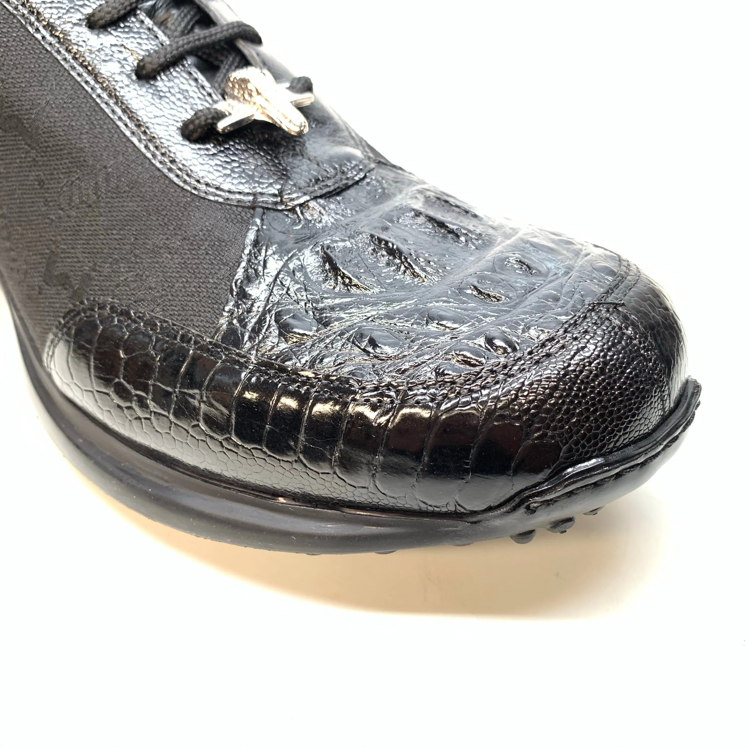 Mauri  ‘8741/2’ Black Alligator/Ostrich Leg Sneakers