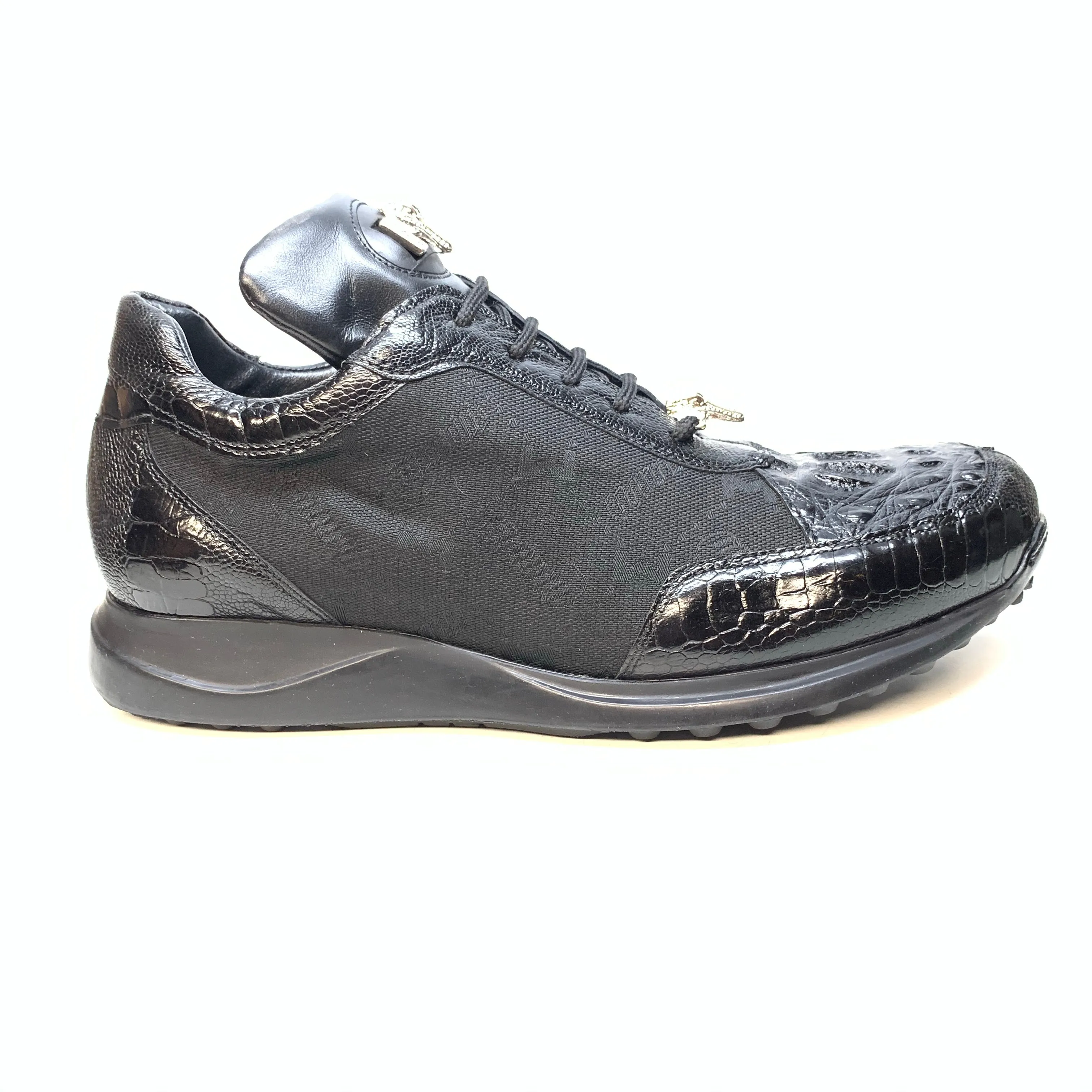 Mauri  ‘8741/2’ Black Alligator/Ostrich Leg Sneakers