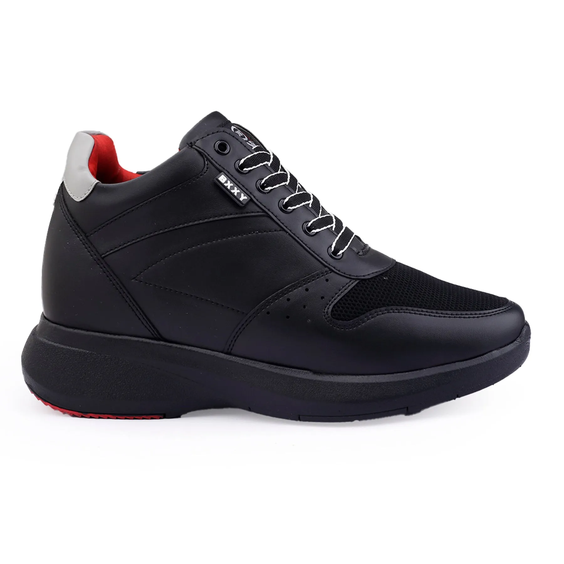 Men's 3.5 Inch Hidden Height Increasing Faux Leather Material Casual Sneaker Lace up Shoes