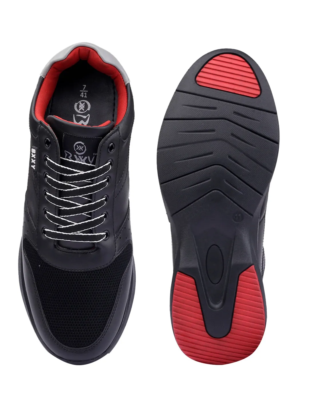 Men's 3.5 Inch Hidden Height Increasing Faux Leather Material Casual Sneaker Lace up Shoes