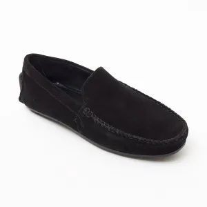 Mens Suede Casual Slip On Shoes - 4611-P_Black