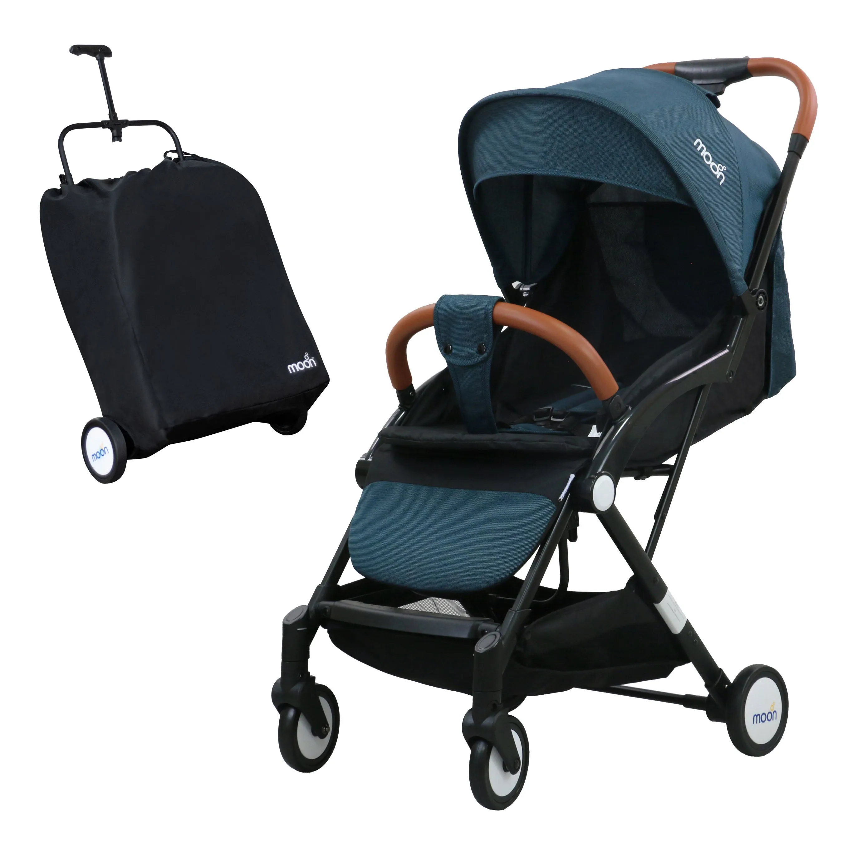 Moon Ritzi Cabin Stroller (Black/Blue Dots)