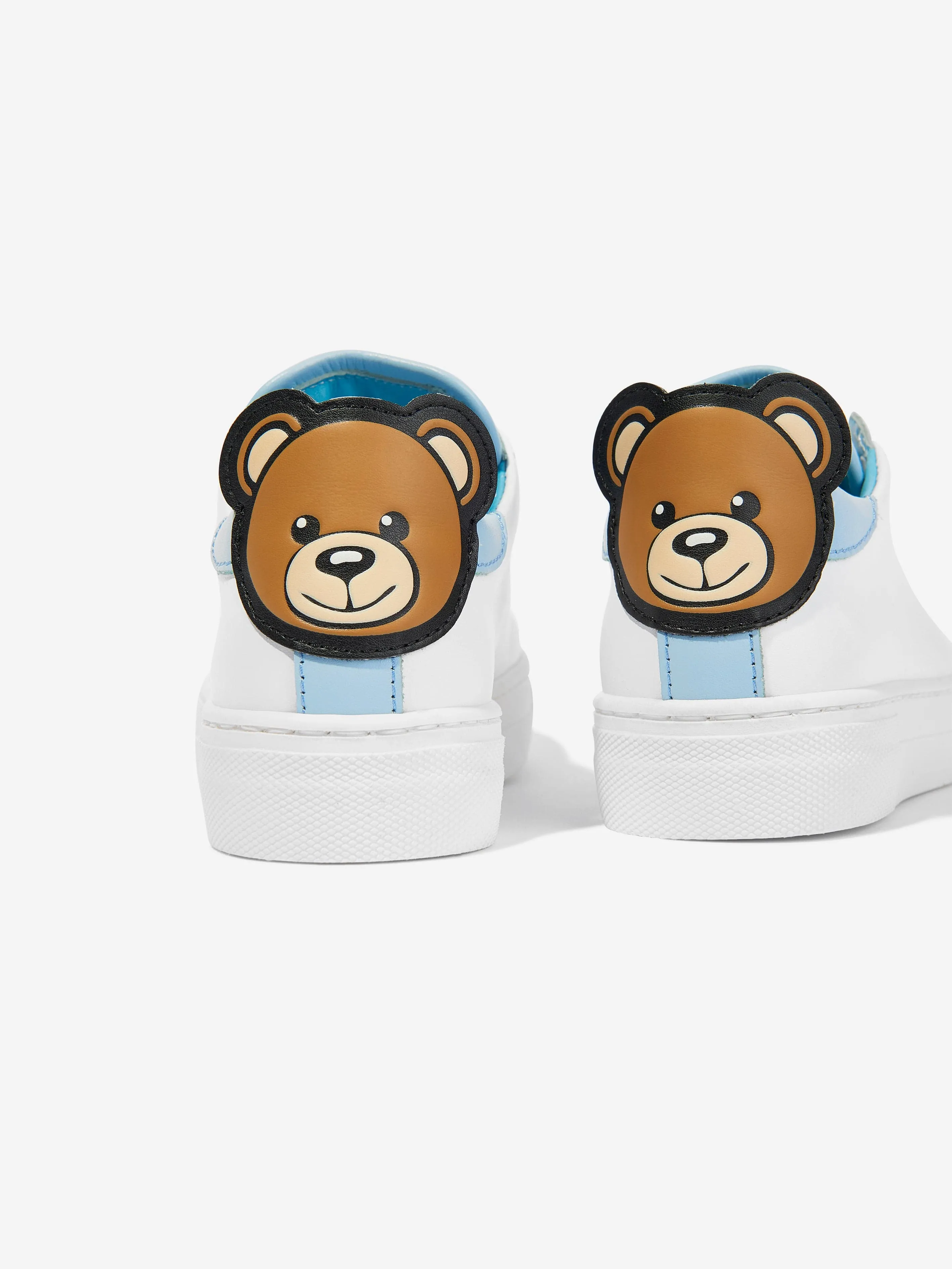 Moschino Boys Leather Teddy Bear Trainers in White