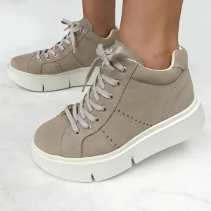 Naked Feet Essex Greige Platform Sneakers