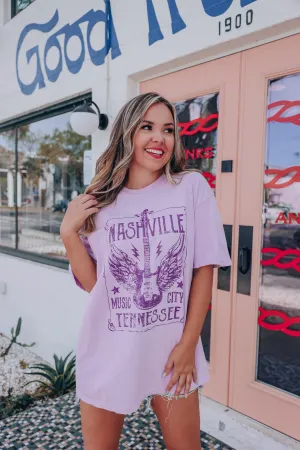 Nashville Music City Graphic Tee - Purple