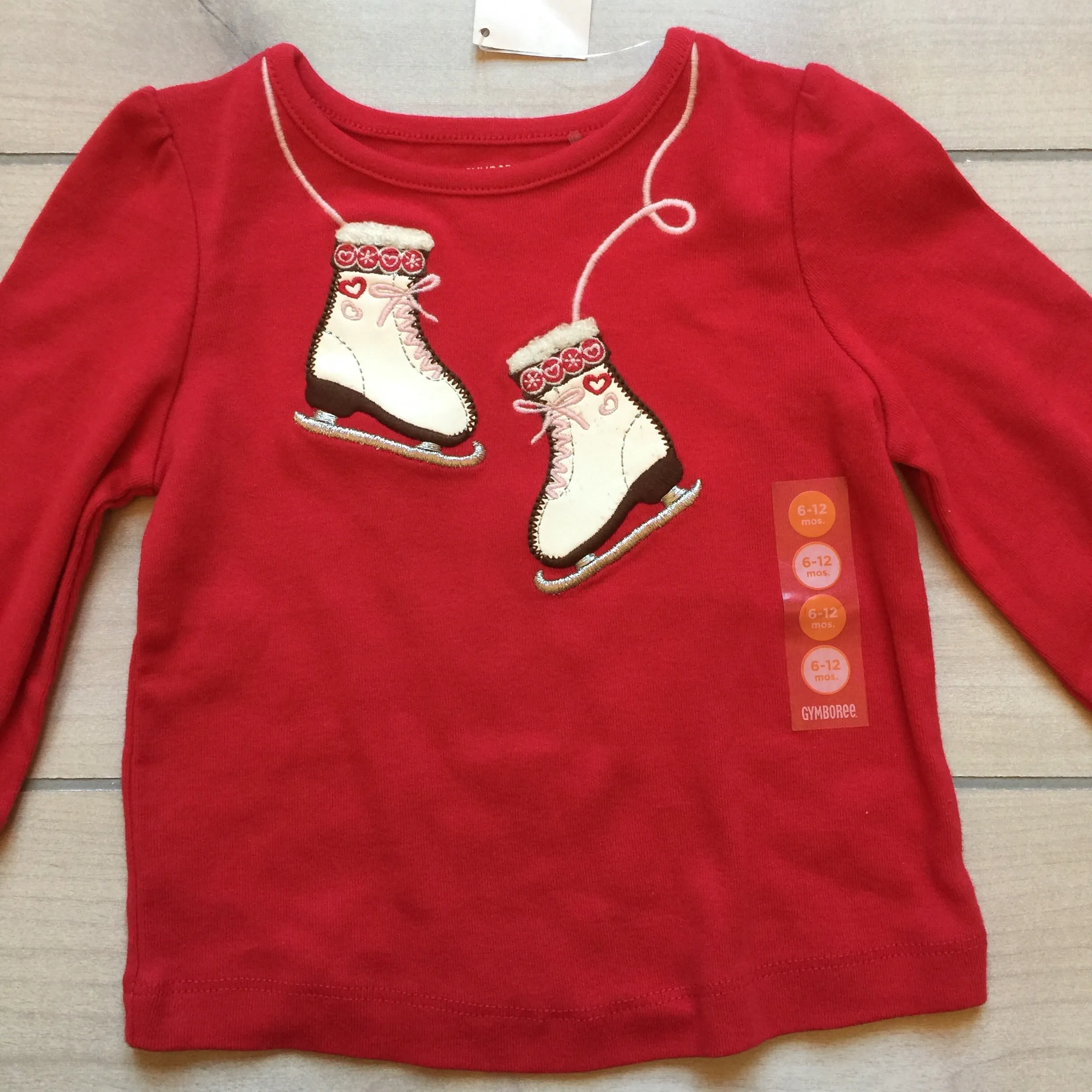 NEW Gymboree Red Ice Skate Appliqué Shirt