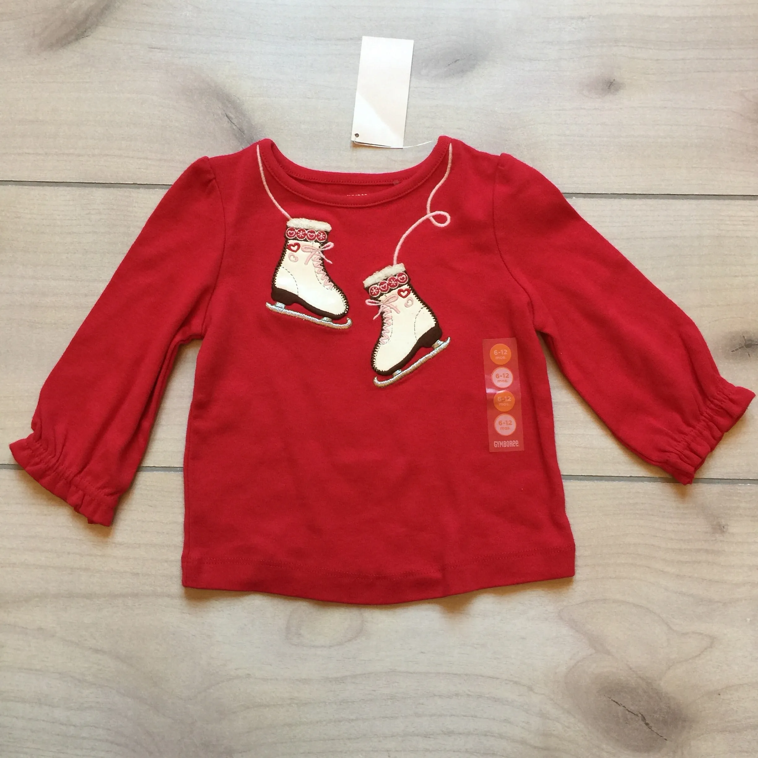 NEW Gymboree Red Ice Skate Appliqué Shirt