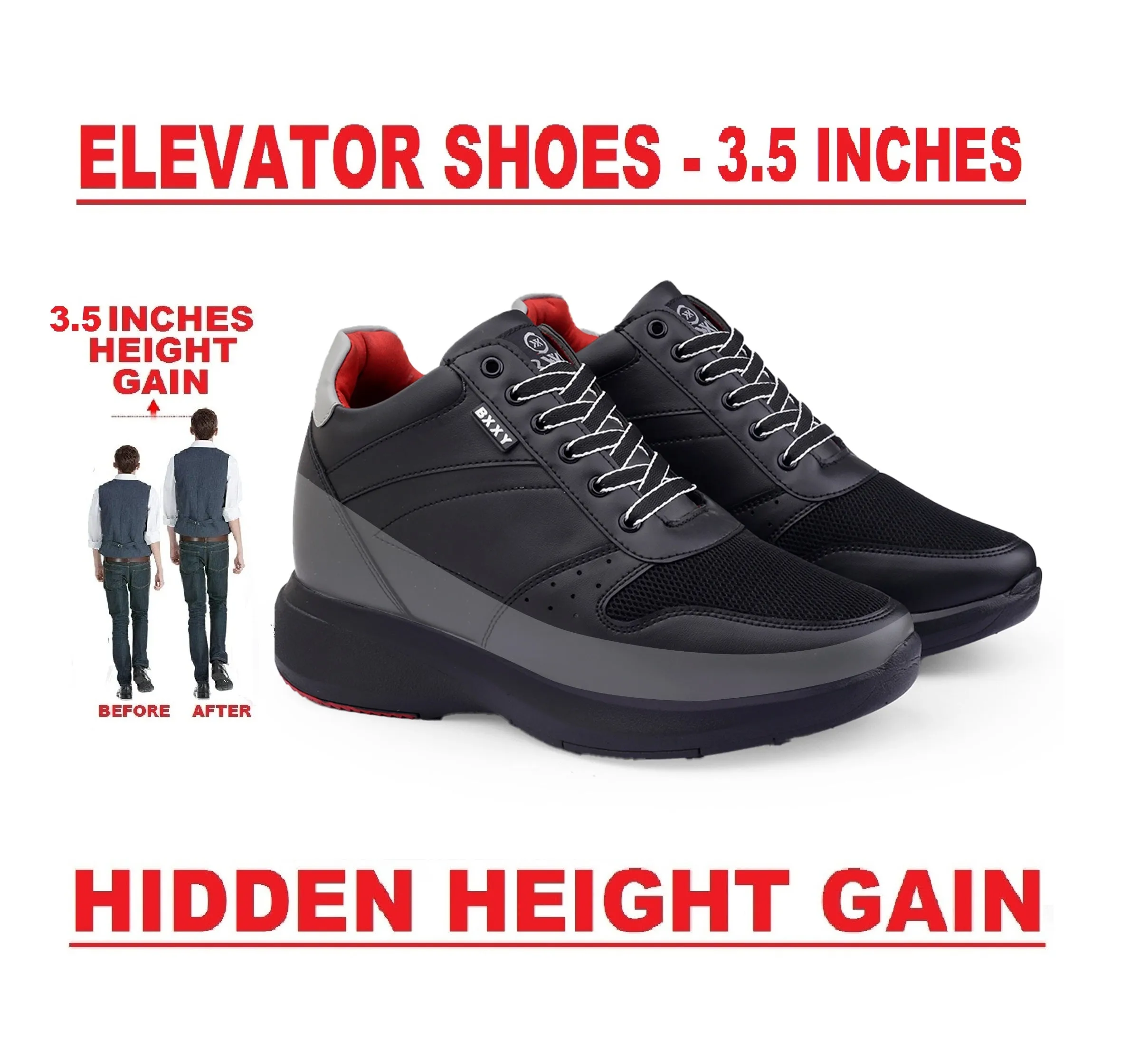 New Latest Men's Hidden Height Increasing Up Leather Casual Lace up And Ankle Shoes With Pu Material