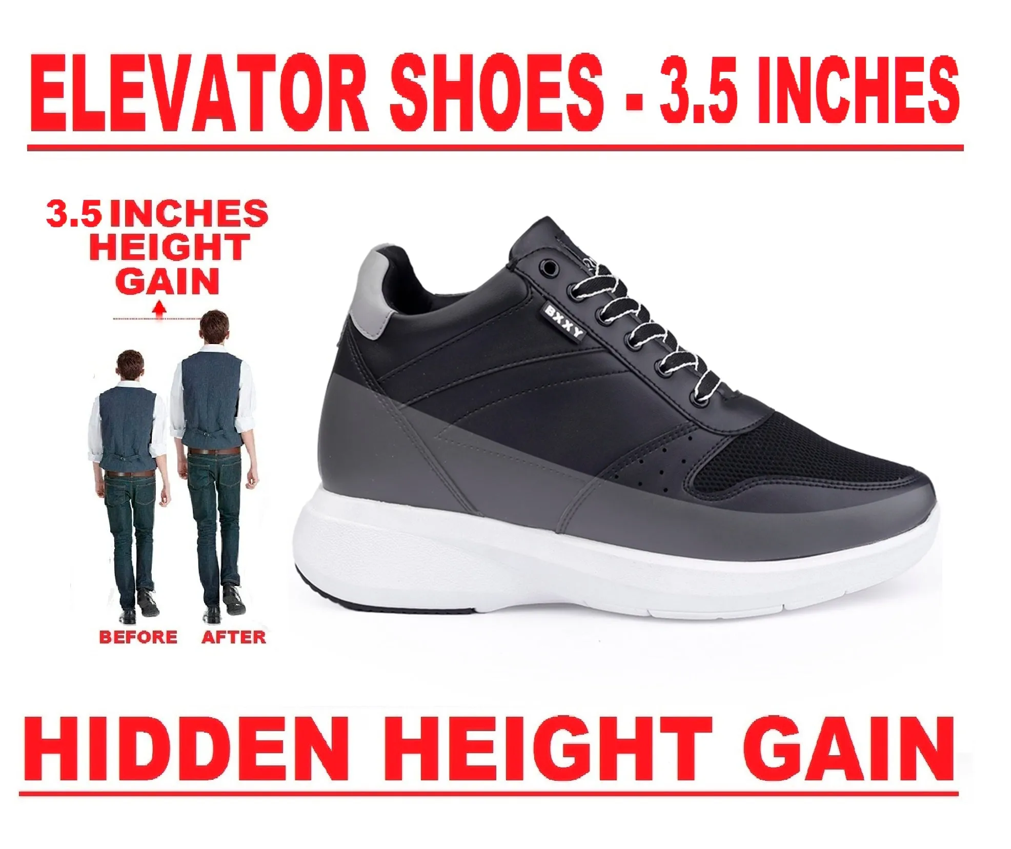 New Latest Men's Hidden Height Increasing Up Leather Casual Lace up And Ankle Shoes With Pu Material