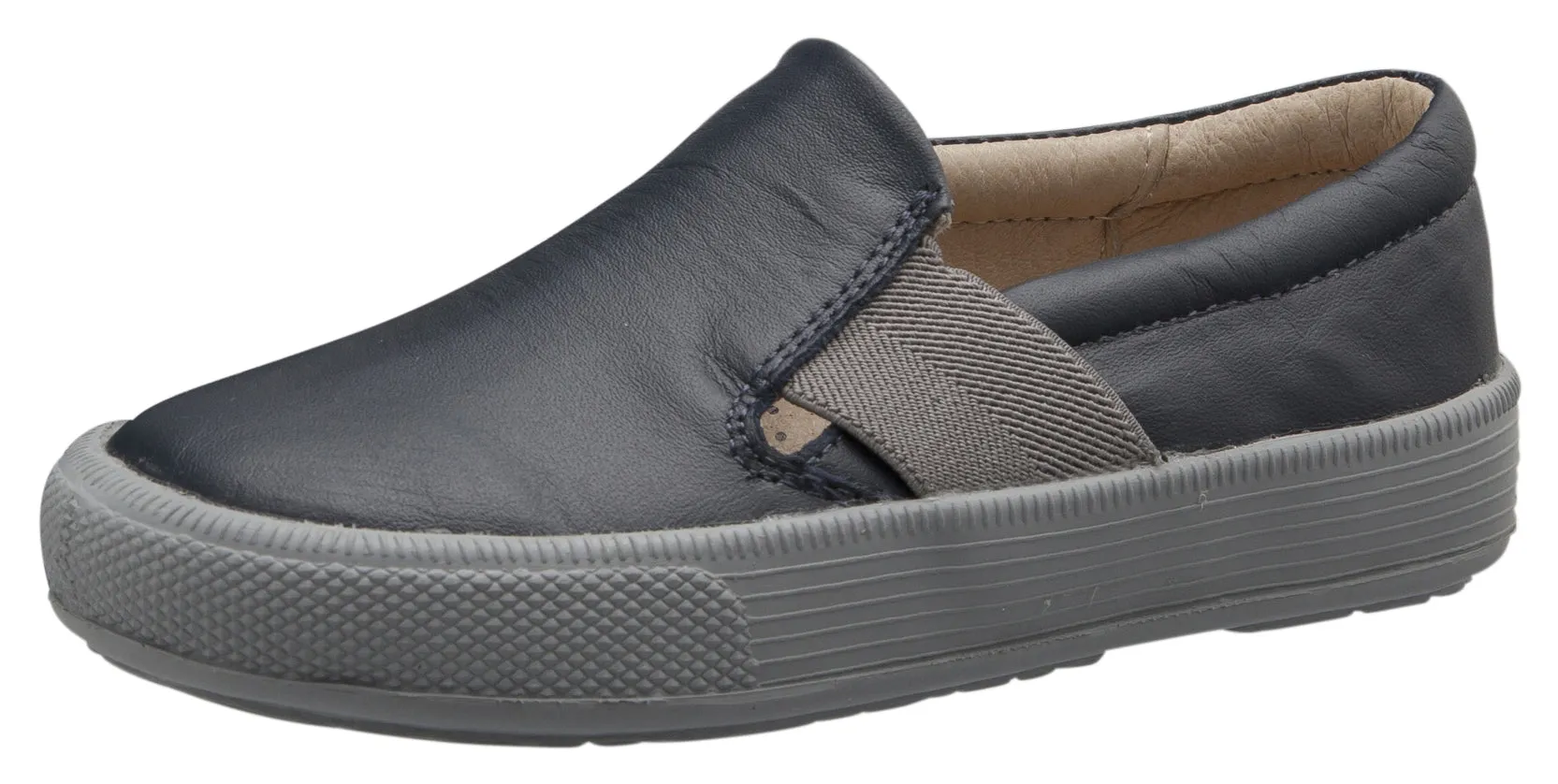 Old Soles 6084N Perforated Leather OG Hoff Slip On Elastic Loafer Sneaker, Navy/Grey