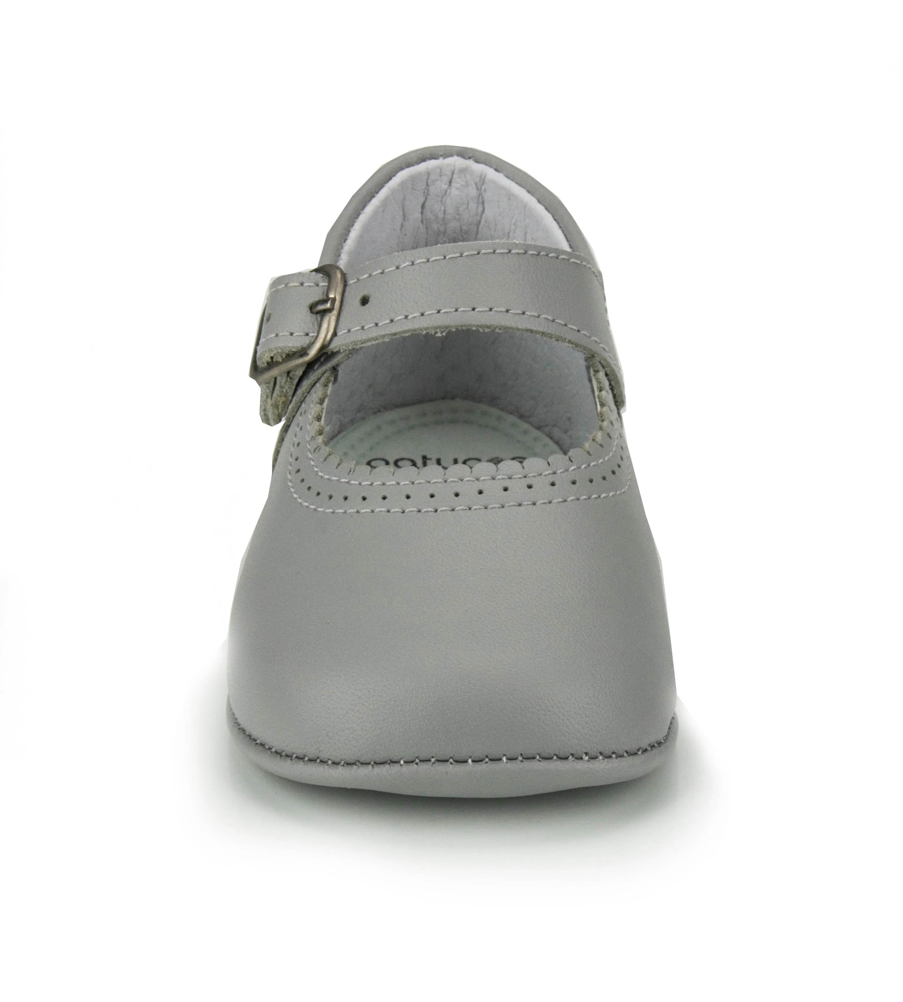 Patucos Soft Leather Mary Janes Grey Shoes for girls