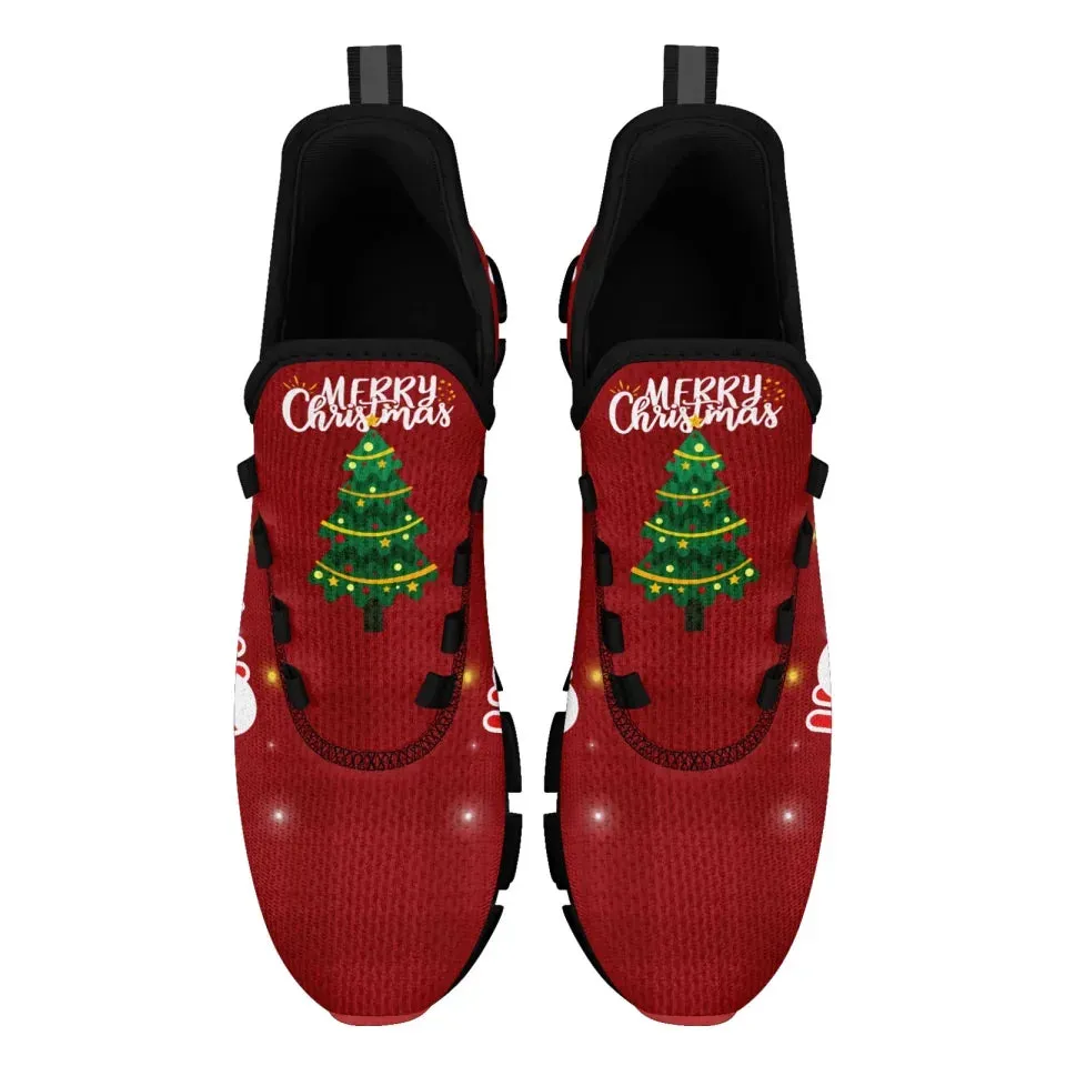 Personalized Santa Claus Cloud Sneakers, Custom Holiday Cheer Shoes, Xmas Breathable Shoes