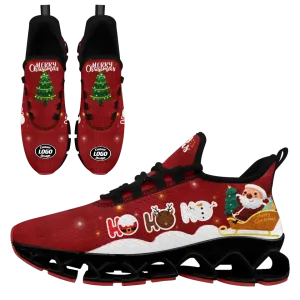 Personalized Santa Claus Cloud Sneakers, Custom Holiday Cheer Shoes, Xmas Breathable Shoes