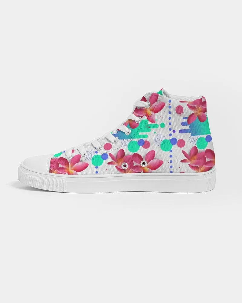 Pink Plumeria Floral Hightop Sneakers