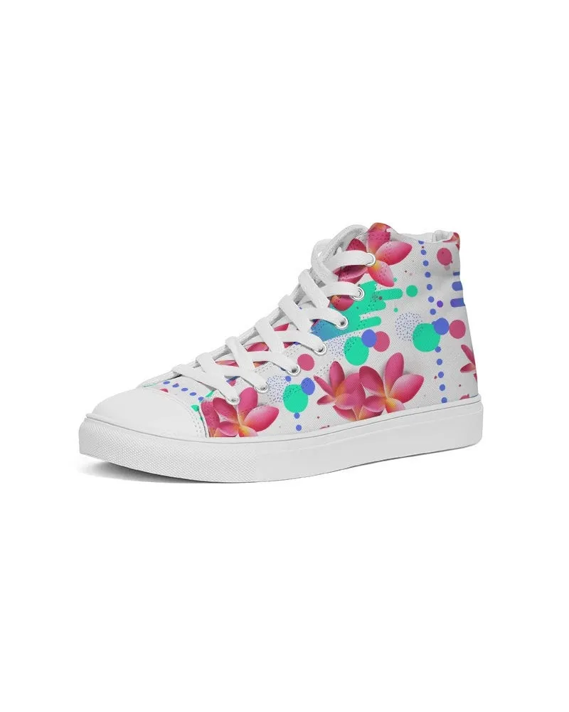 Pink Plumeria Floral Hightop Sneakers