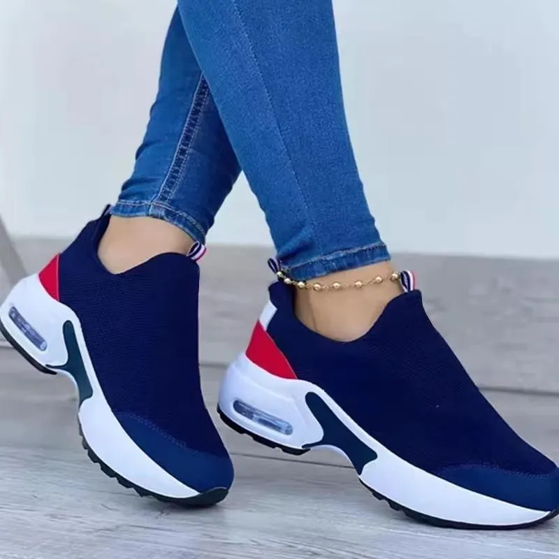 Platform Wedge Color Block Casual Trainers