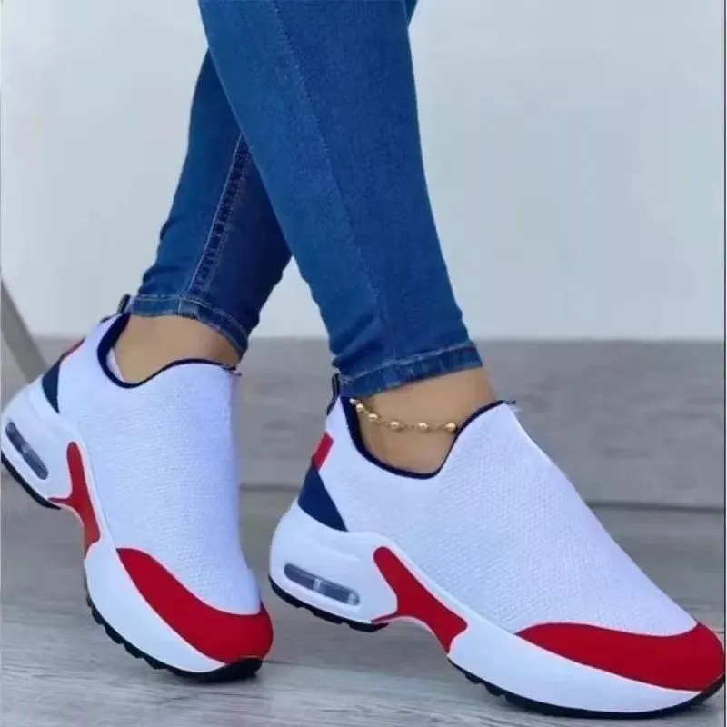 Platform Wedge Color Block Casual Trainers