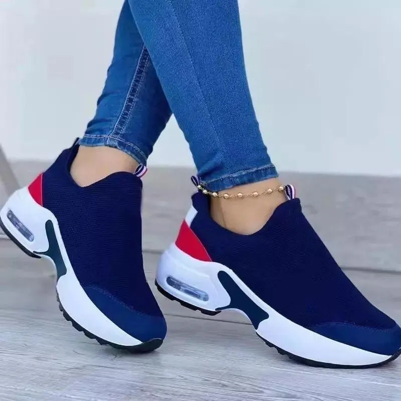 Platform Wedge Color Block Casual Trainers