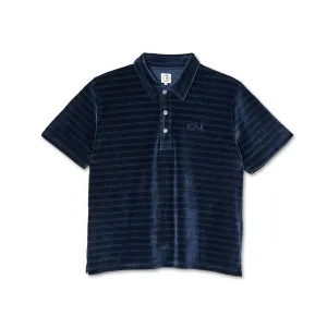 Polar Skate Co Stripe Velour Polo Shirt - Navy