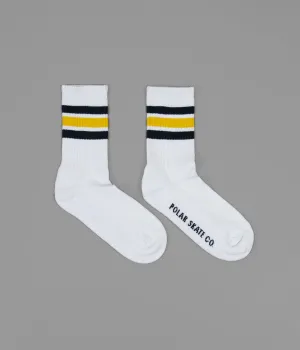 Polar Stripe Socks - White / Navy - Yellow